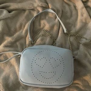 Baby blue over the shoulder cross body purse